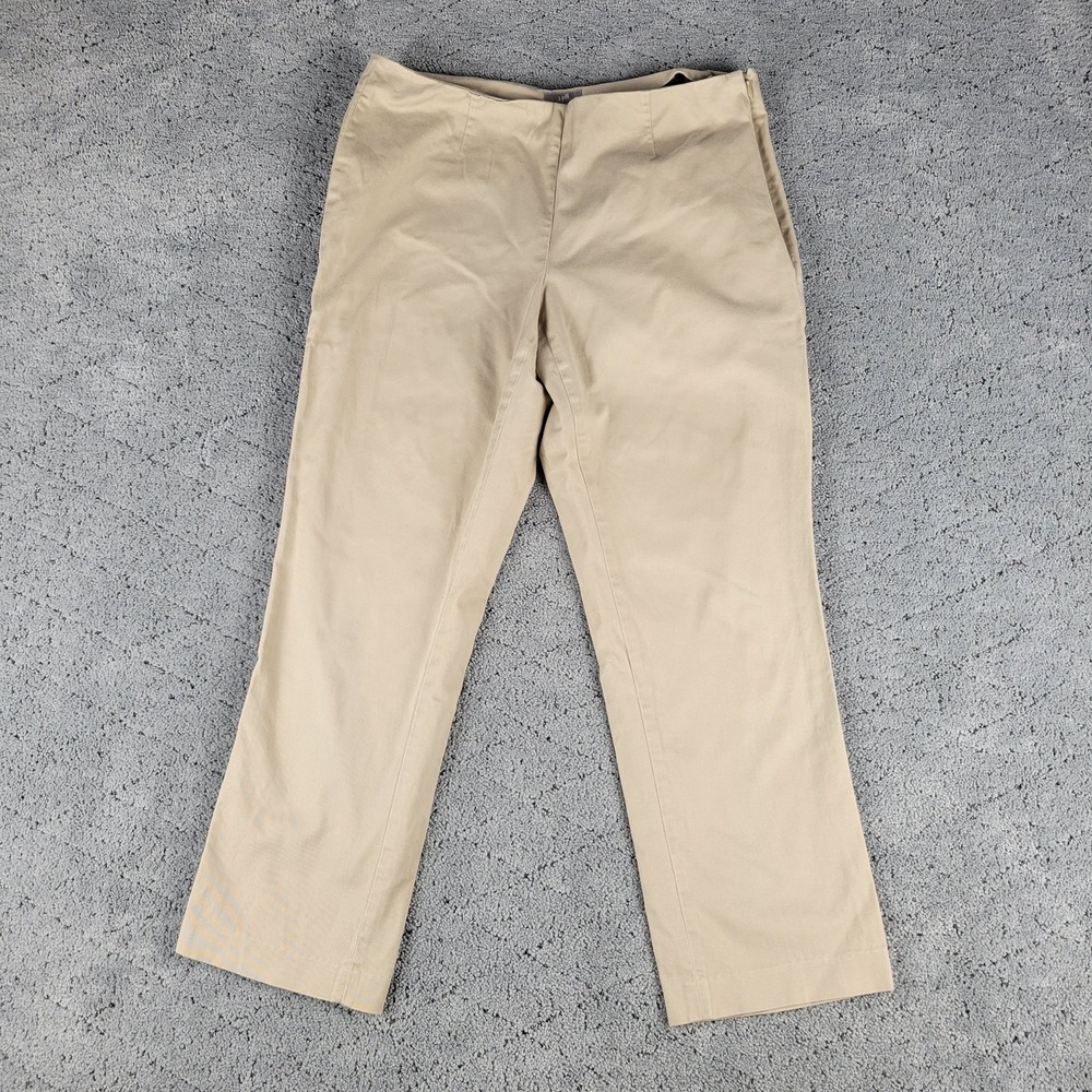 J Jill Pants Womens 8P Khaki Capri Side Zip Mid Rise Straight Stretch
